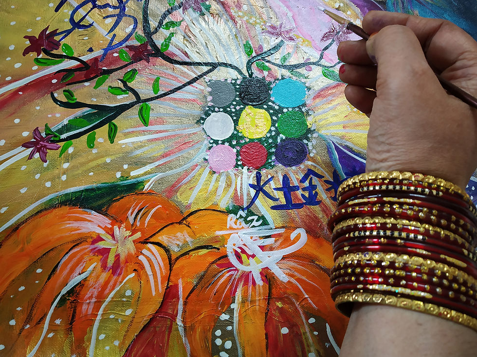 Thumbnail: Hand painting a Feng shui art piece with pumpkins and branches