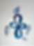 Abstract painting with blue symbols and 'Razarts' text
