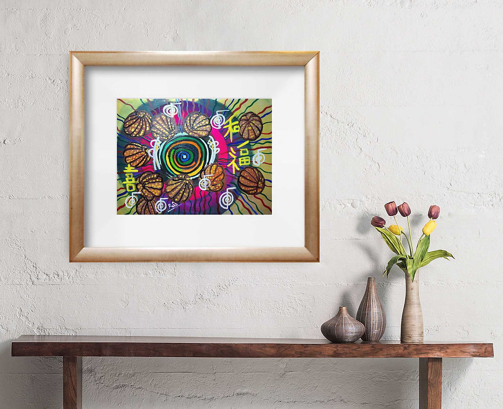Thumbnail: Magical Flower of Feng shui family blessings art framed on a wall