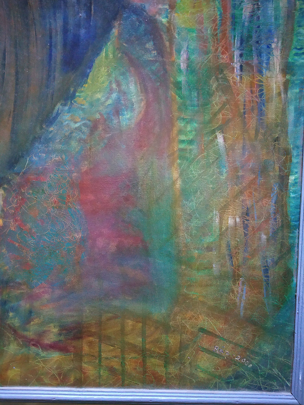 Thumbnail: Abstract painting with vibrant blue, green, and red colors