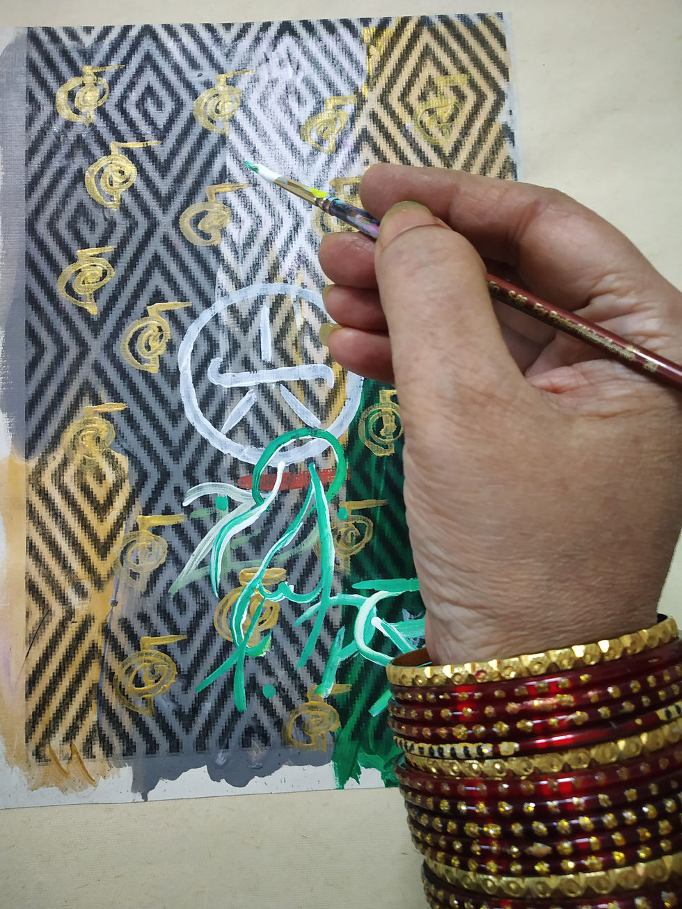 Thumbnail: Hand with bangles painting a pattern