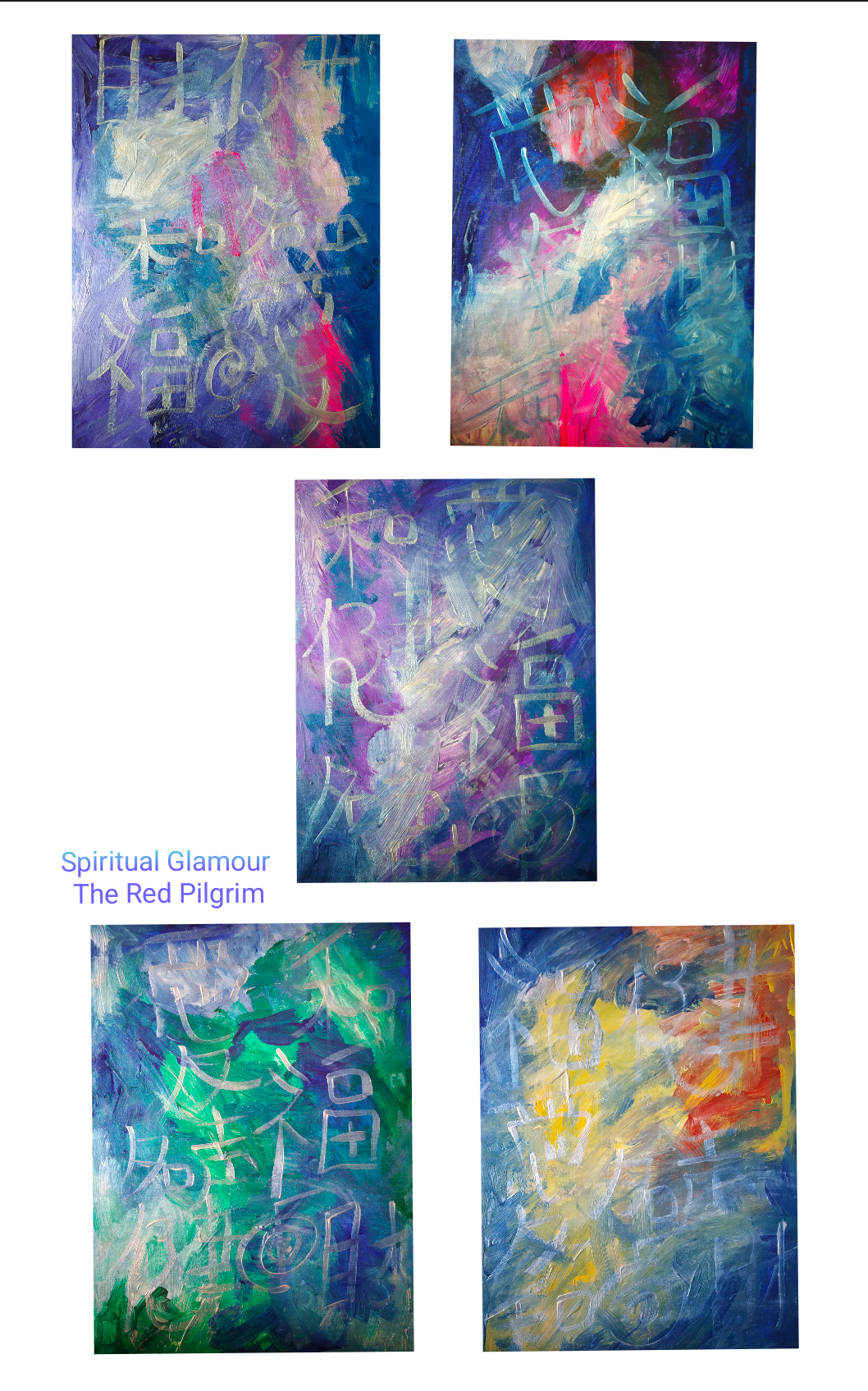 Spiritual Glamour!  Opulent abstract 5 paintings 
