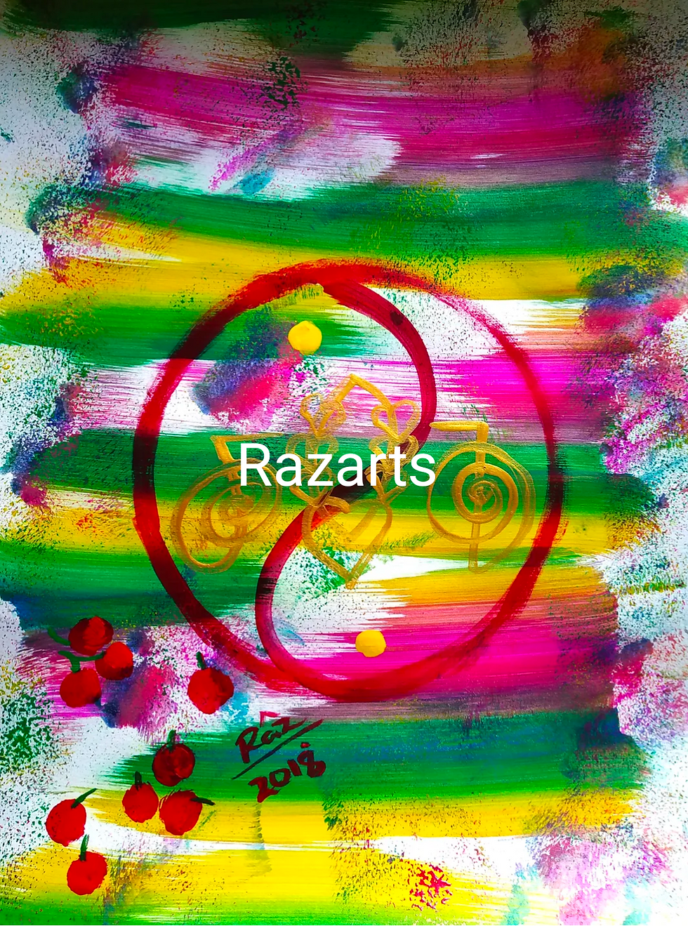 Thumbnail: Abstract art in vibrant colors with Razarts text and signature Raz 2013.