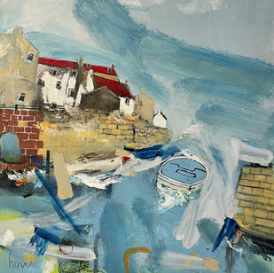 Morning breeze
View of Staithes
Oils, white tray frame
64 by 64 cms
£850