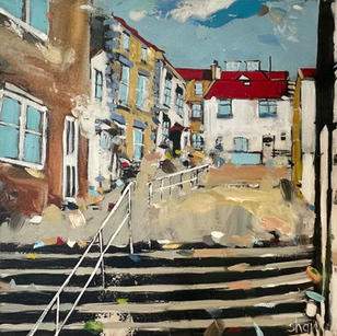 Barrass Square, Staithes
Oils on board
White tray frame
£550