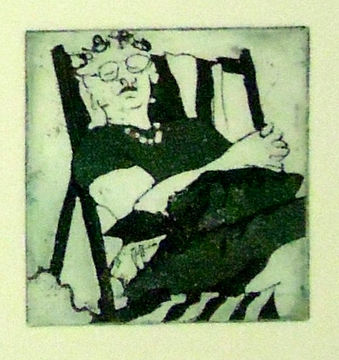 An amusing image depicting ‘Grandma’ dozing on a deck chair.
