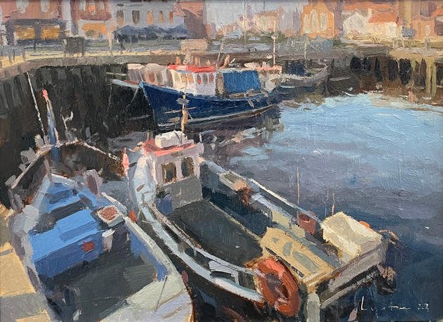 Boats in the Harbour, Whitby
Grey frame, oil painting
£625
