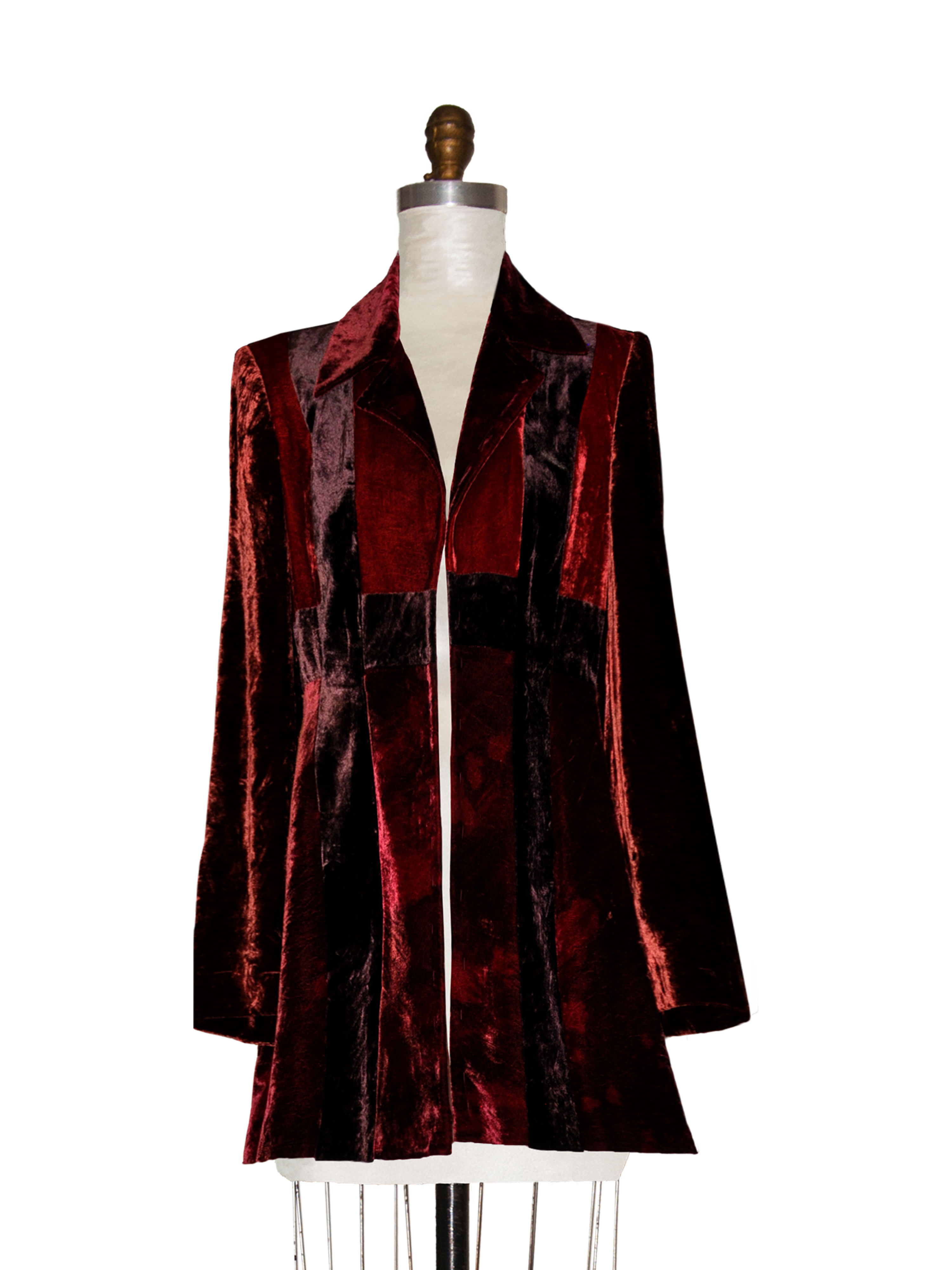 Blazer velvet block silk color red-maroon
