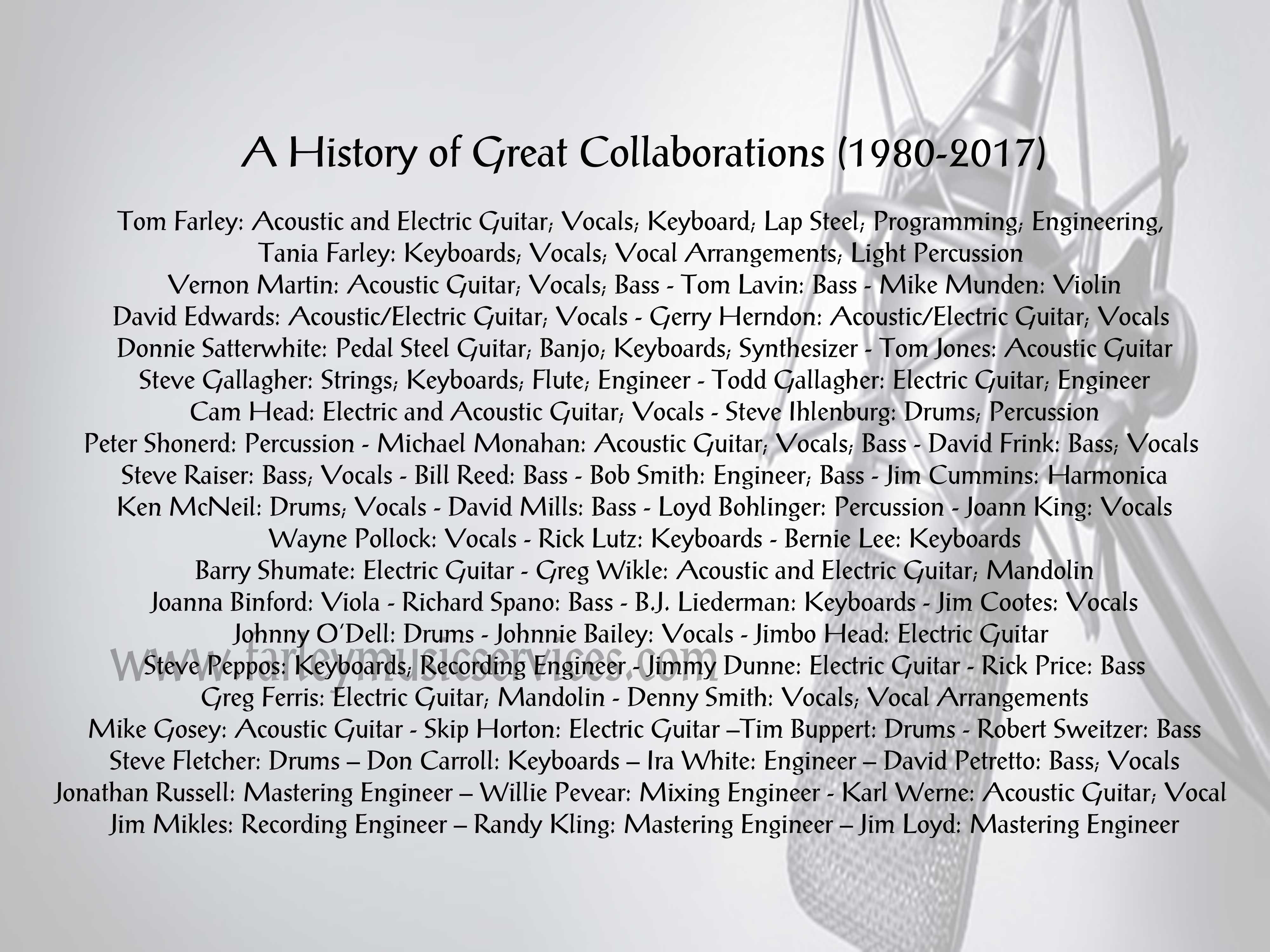 My History of Collaborations
