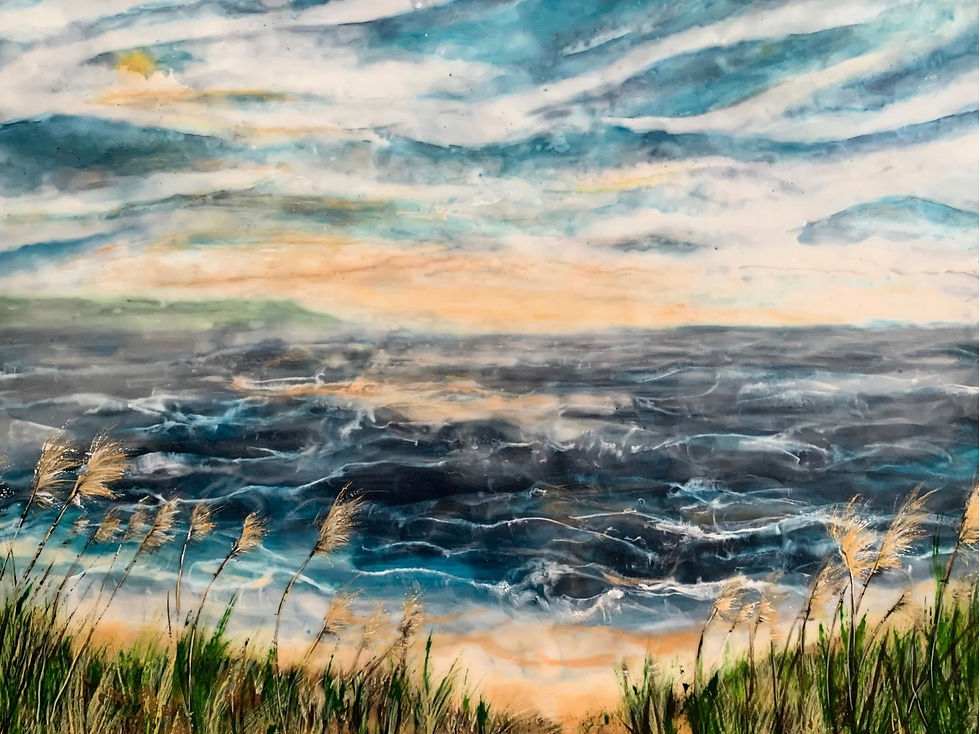 Thumbnail: *SOLD* Dunescape Original Encaustic Painting 24"x18"