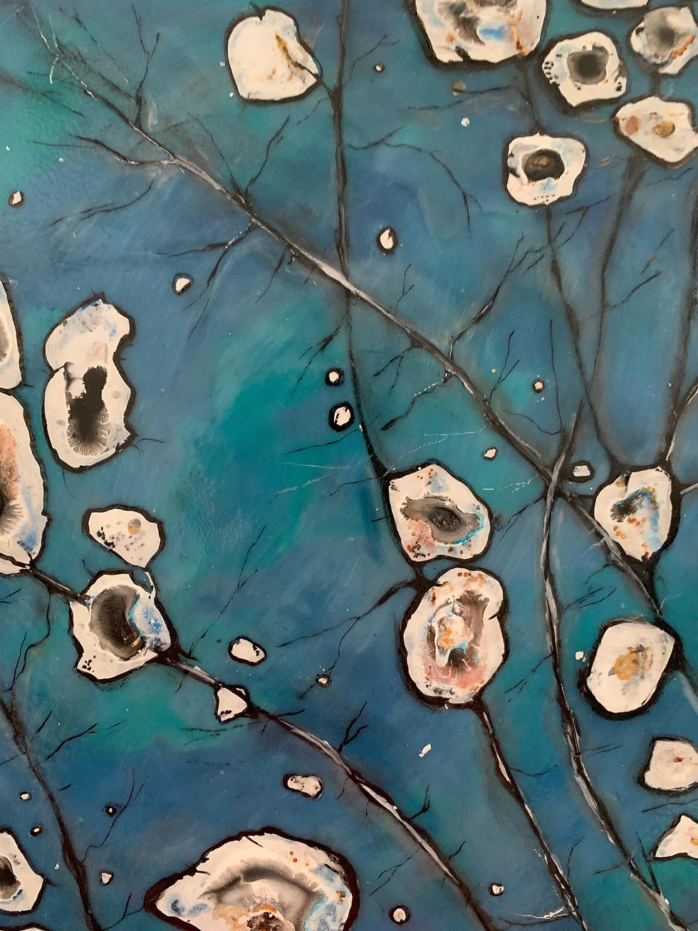 Thumbnail: *SOLD* Leland Blue Stone Pattern Encaustic Original Painting 12” Circle