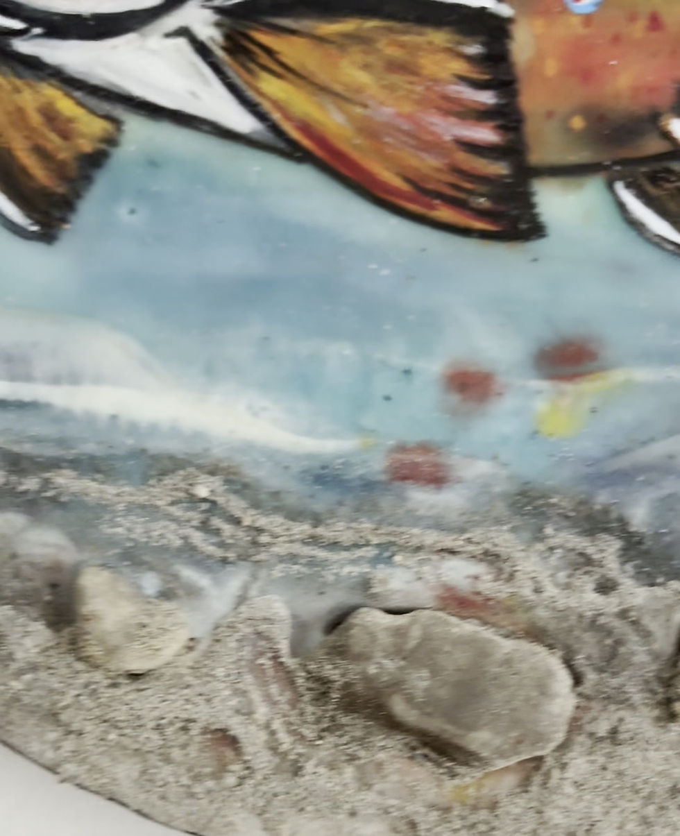Thumbnail: *SOLD* Brook Trout Original Encaustic Painting – 12” Round 