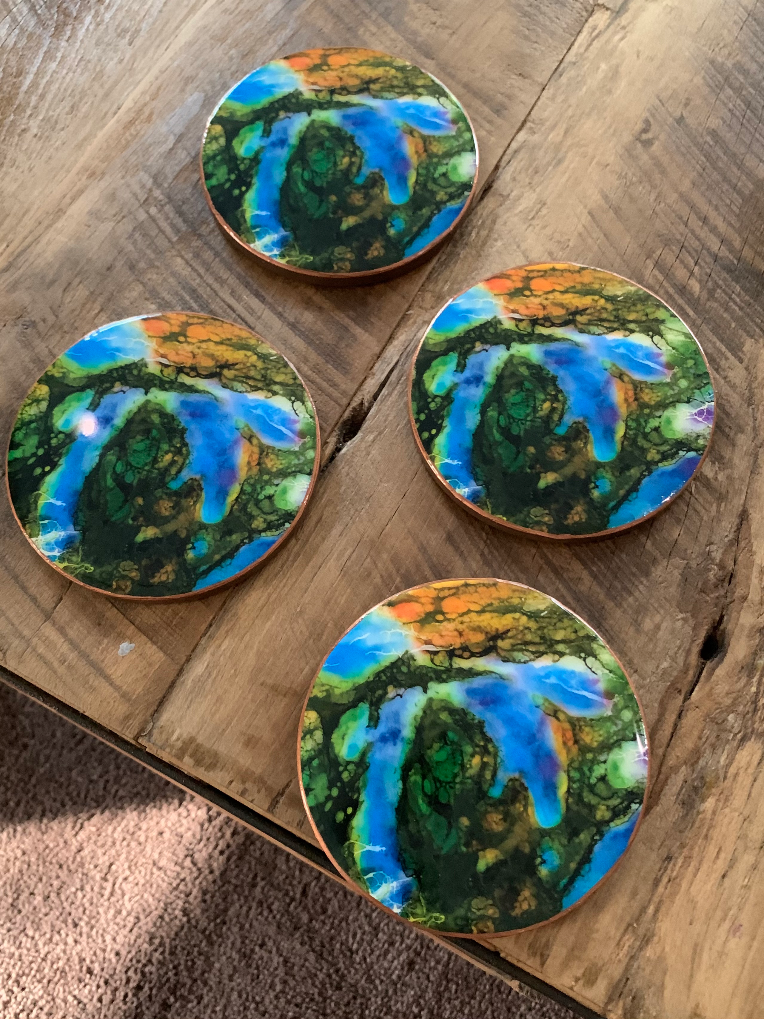 The Great Lakes Vista Glazed Ceramic Tile Coasters