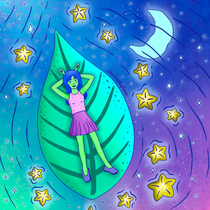 alien, alien girl, pond, ocean, dreaming, illustration, childrens book illustration