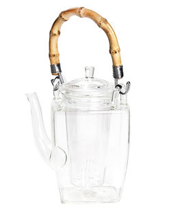 Clear Tea Dispenser with Bamboo Handle