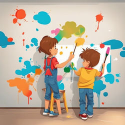 kids painting walls