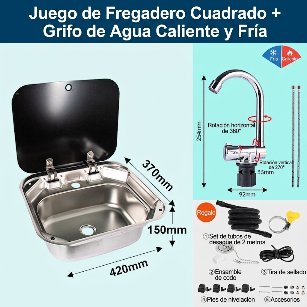 Fregadero con tapa de cristal - Carbest