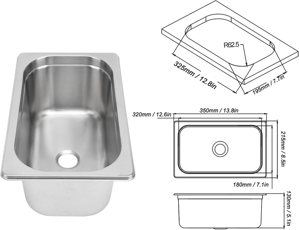 Miniatura: Fregadero inox 350mm x 215mm