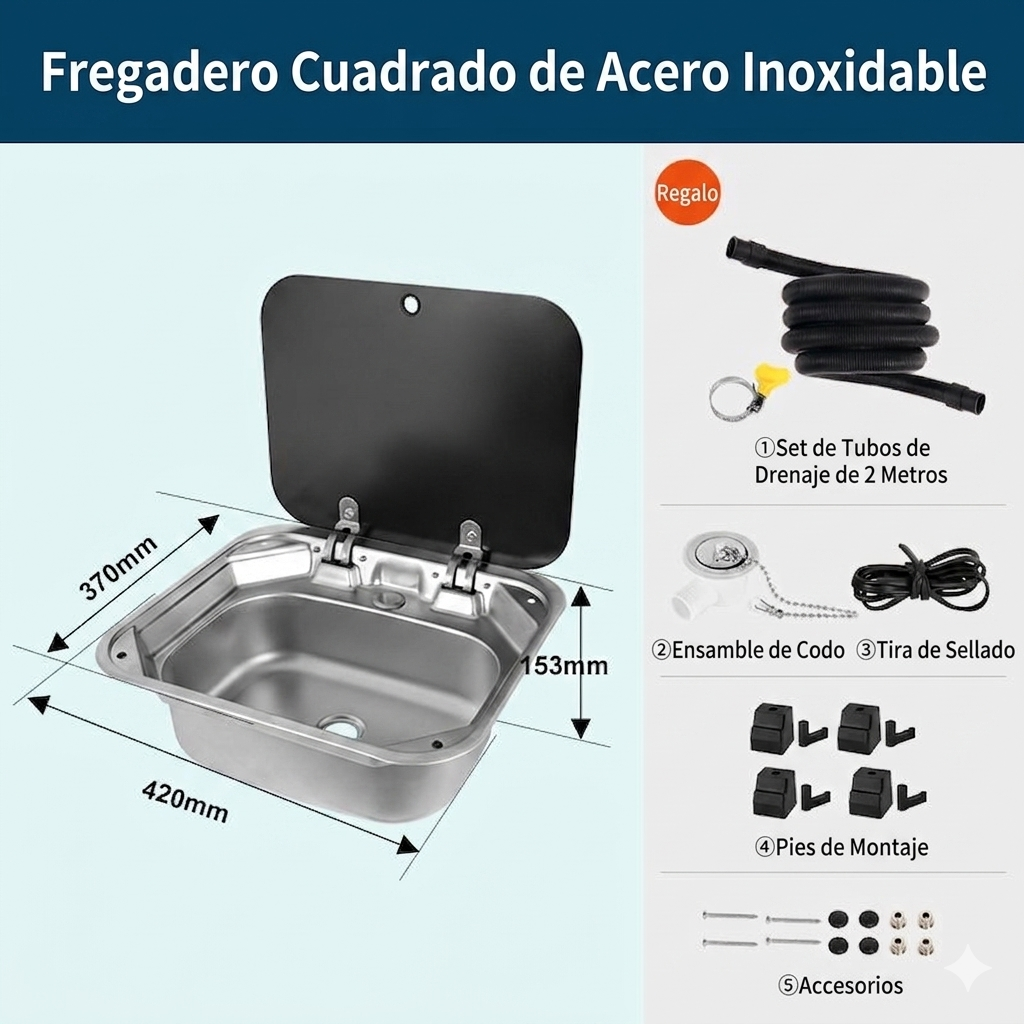Fregadero con tapa de cristal - Carbest