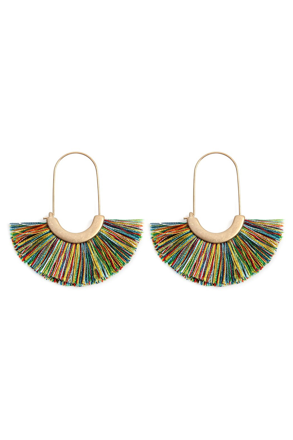 Thumbnail: Mye1038 - Fan Shape Drop Hoop Earrings