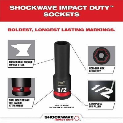 Thumbnail: Milwaukee Tool SHOCKWAVE Impact Duty Socket 1/2” Dr 27PC MM & SAE PACKOUT Set