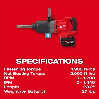 Thumbnail: Milwaukee Tool M18 FUEL 1 Inch D-Handle Ext. Anvil HTIW w/ONE-KEY Kit