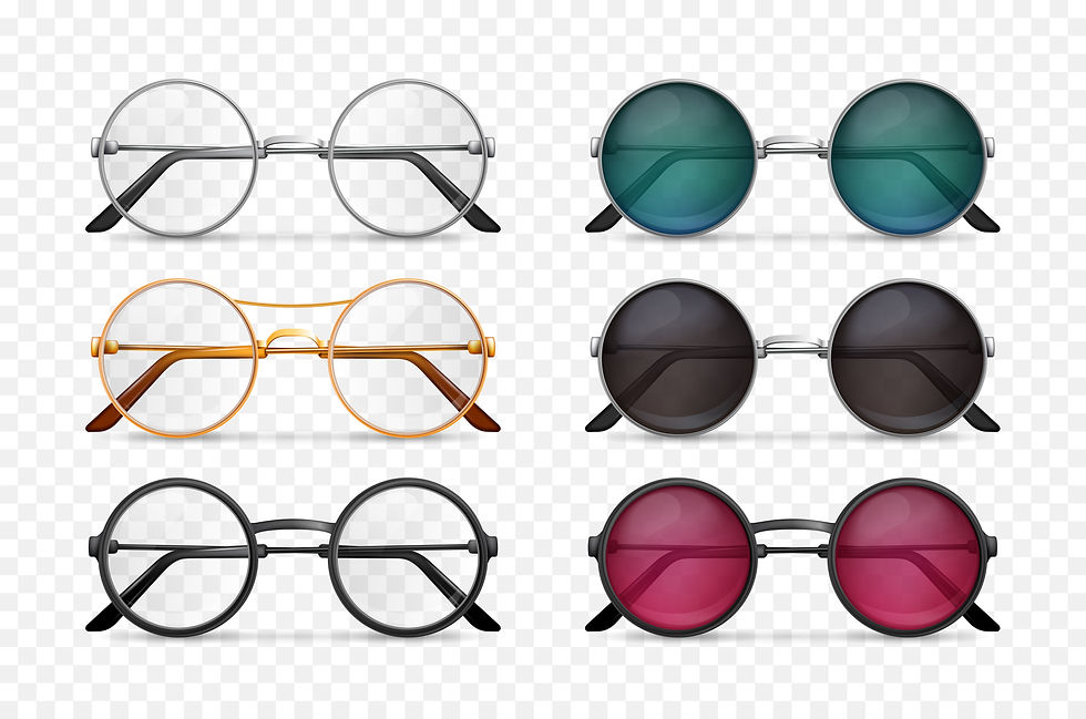 glasses with different colored lenses represent different energy