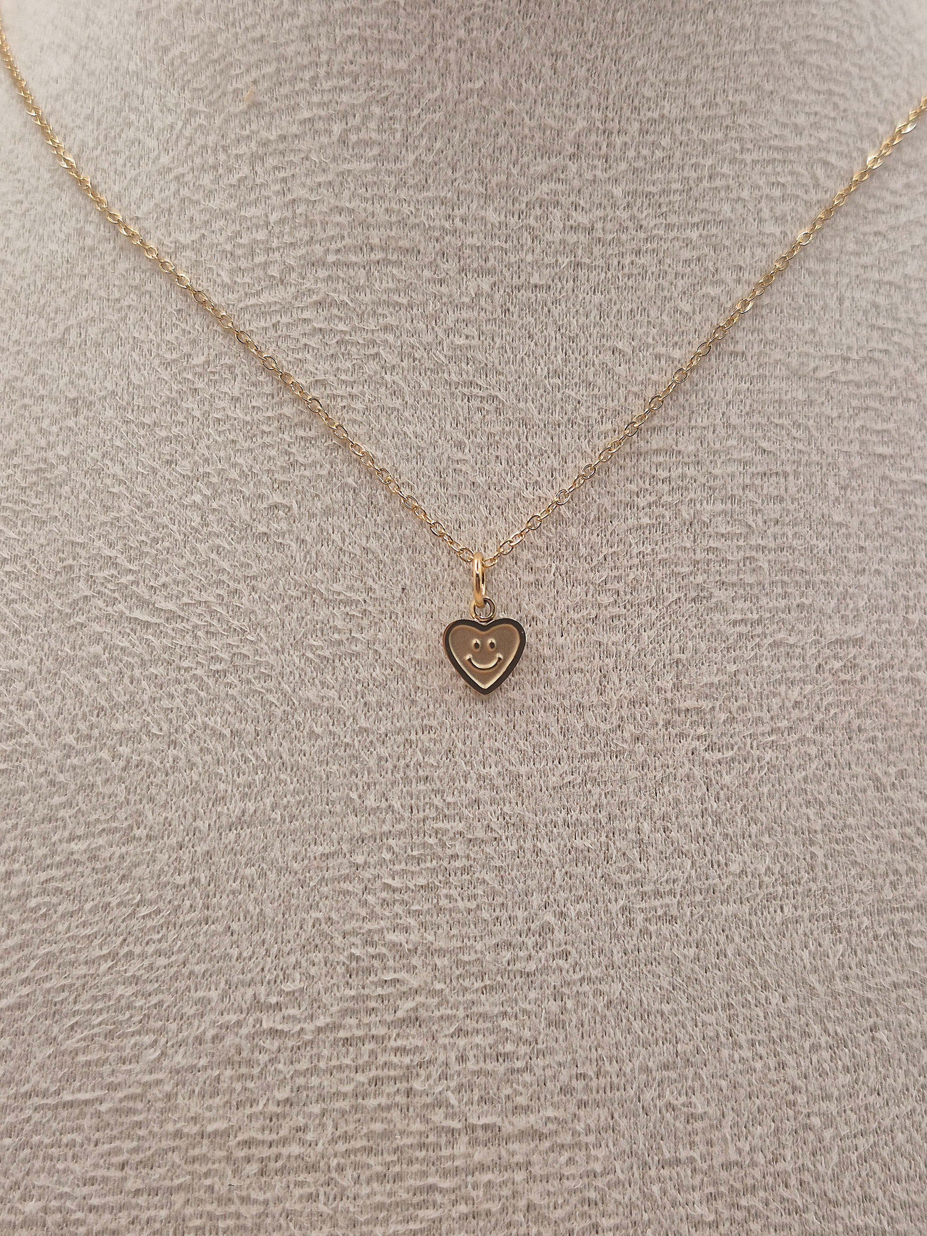 Edelstahl Kette "Smiley Herz"