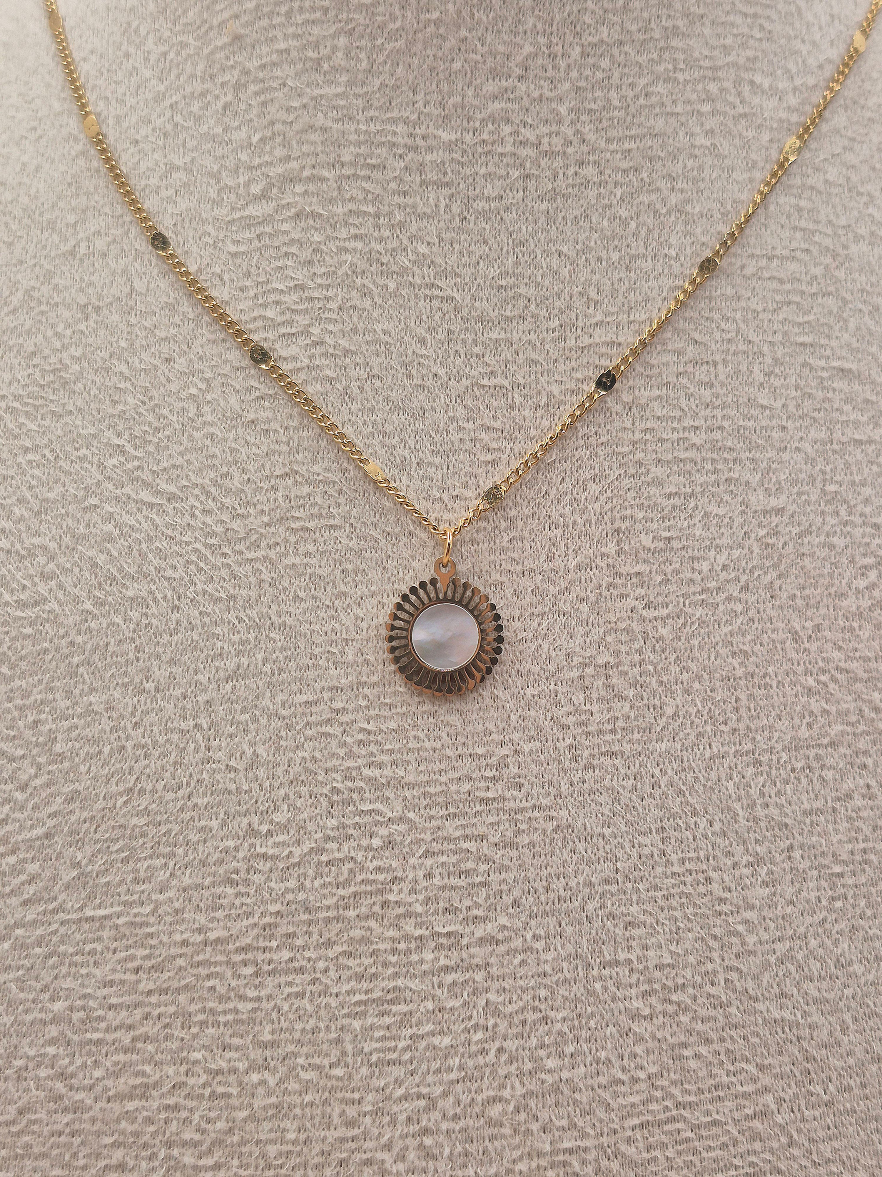 Edelstahl Kette "Perlmutt Kreis"