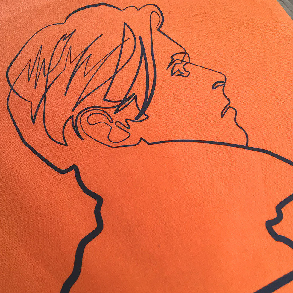 Thumbnail: David Bowie Tote Bag, Orange Detail
