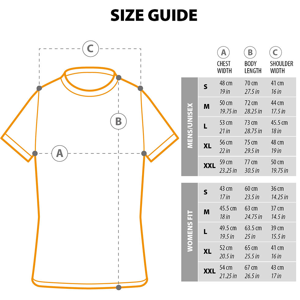 Thumbnail: David Bowie T-shirts, Size Guide