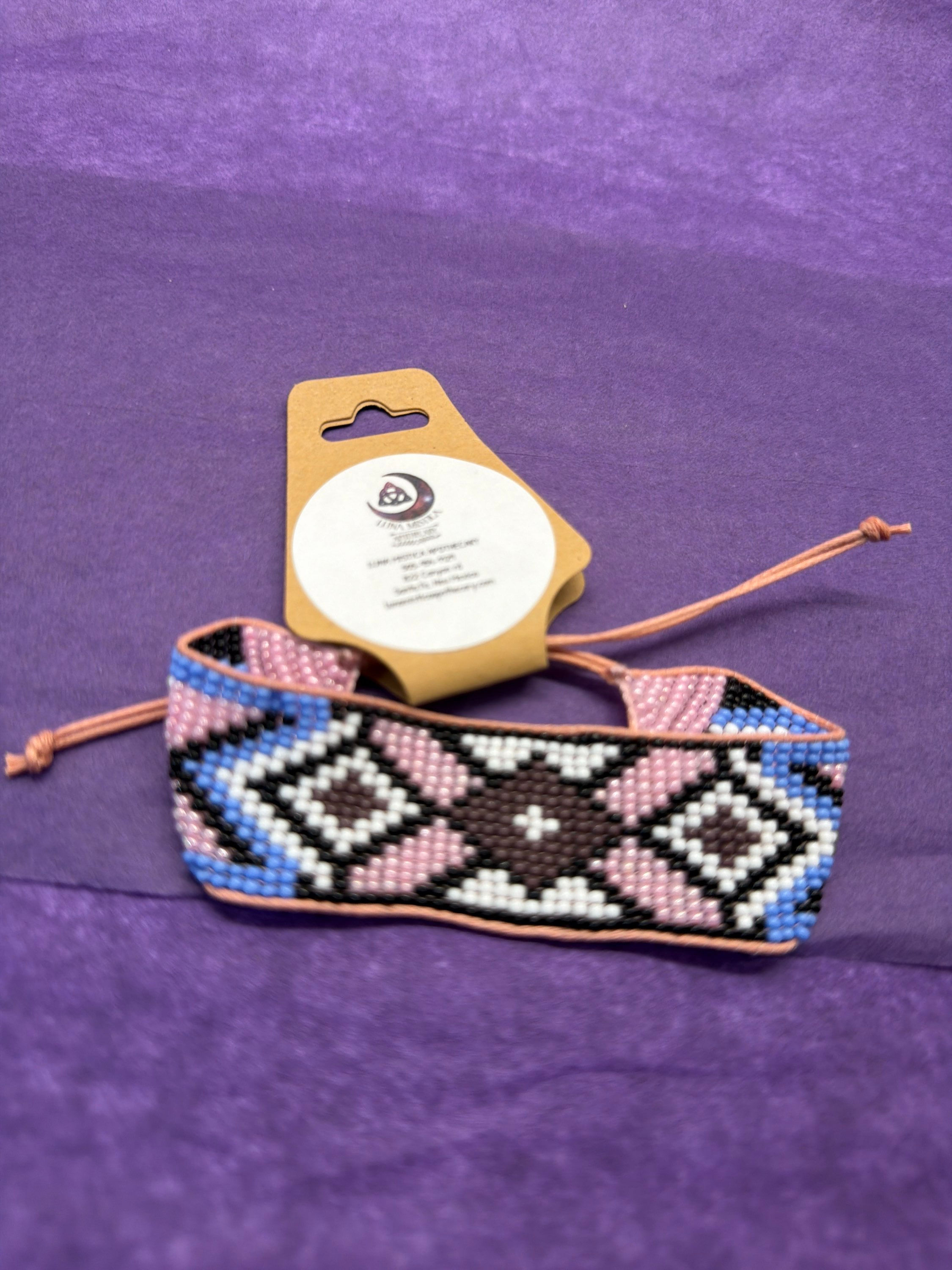 Pink Brown Beaded Bracelet