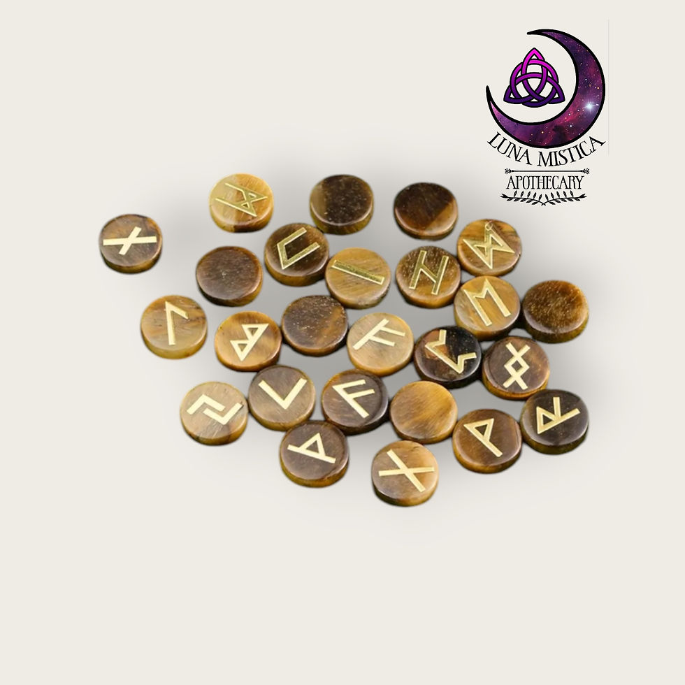 Thumbnail: Natural StoneTiger Eye Viking Runes