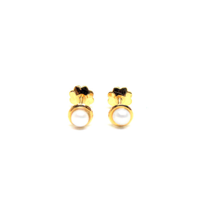 Pendientes oro 18 quilates rosca perla