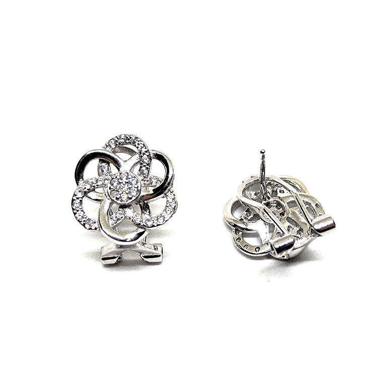 Miniatura: Pendientes plata de ley omega circonita