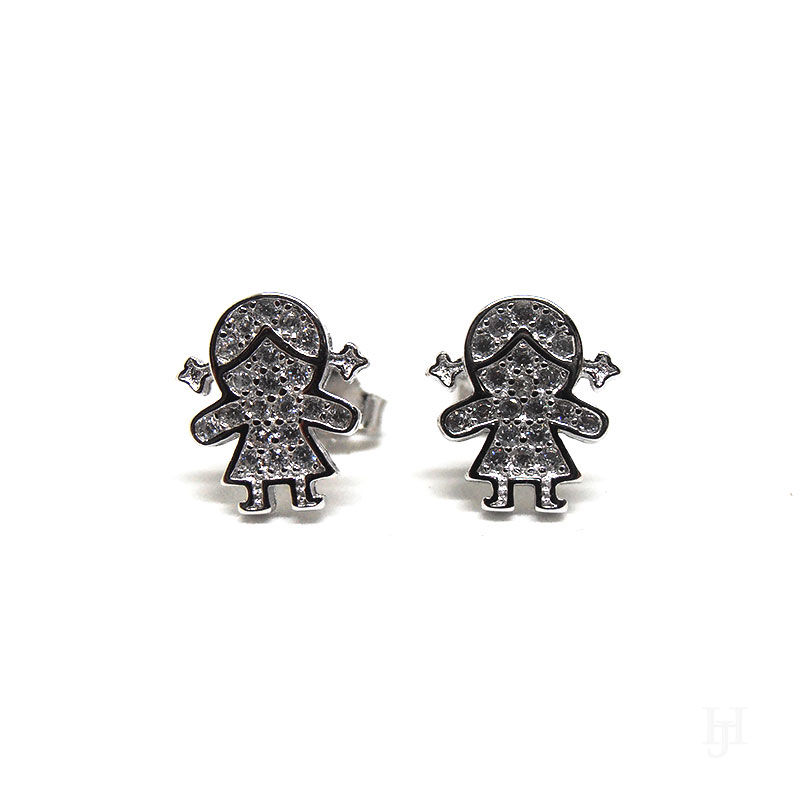 Pendientes plata de ley circonita niña y niño