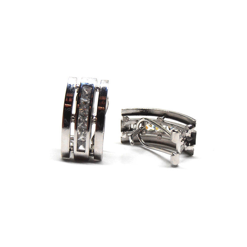 Miniatura: Pendientes oro 18 quilates omega circonita