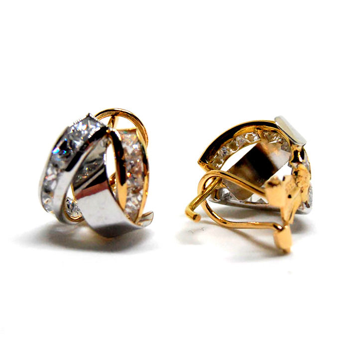 Miniatura: Pendientes oro 18 quilates omega circonita