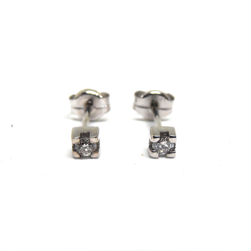 Pendientes oro 18 quilates presión brillante 0,08 ct