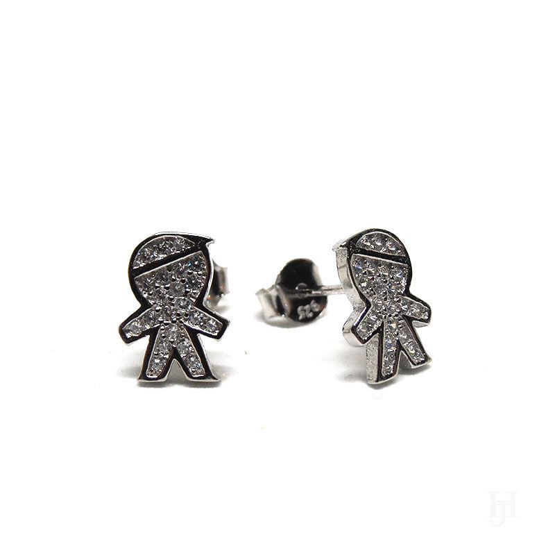 Miniatura: Pendientes plata de ley circonita niña y niño