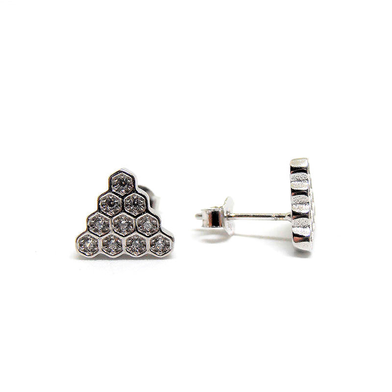 Miniatura: Pendientes plata de ley presión circonita