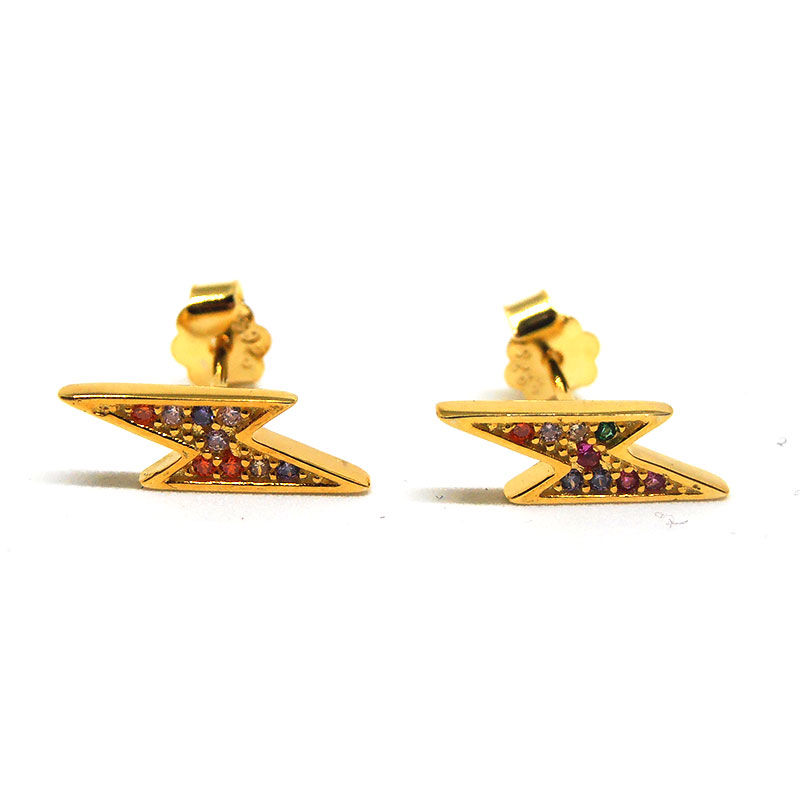 Pendientes plata de ley presión circonita rayo