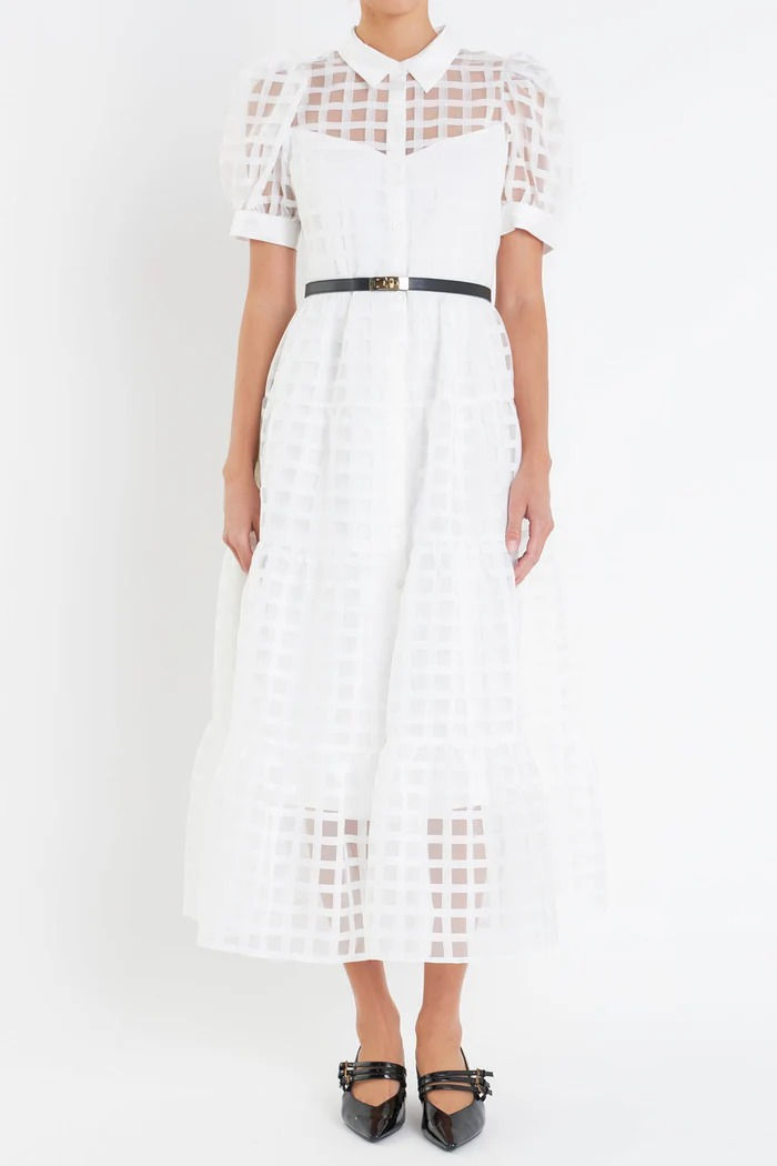 Miniatura: Grided Organza Tiered Maxi Dress