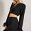 Miniatura: Button Crop JacketW/ Feather Trim