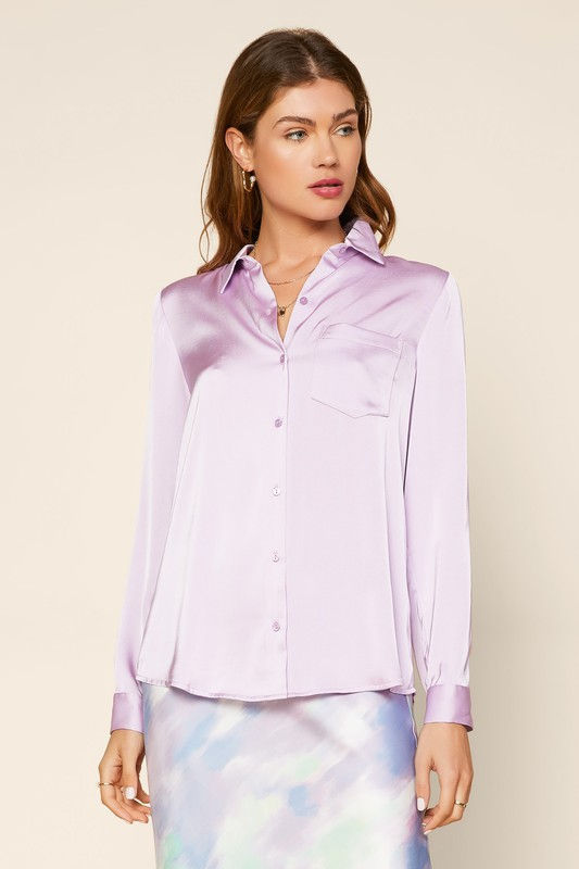 Satin Button Down Shirt