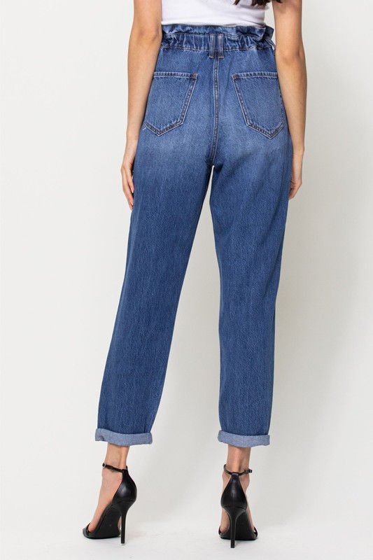 Miniatura: High Rise Elastic Waist Jeans