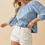 Miniatura: Puff Sleeve Tie Back Top