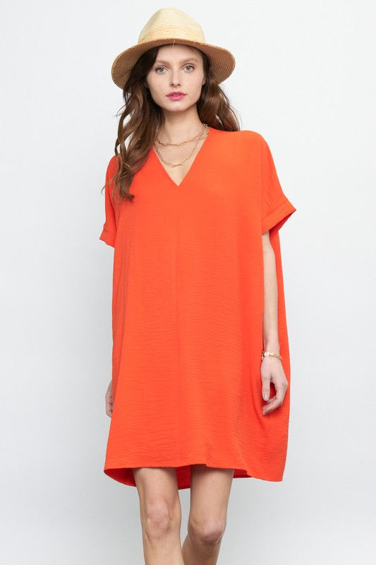 V Neck Midi Dress