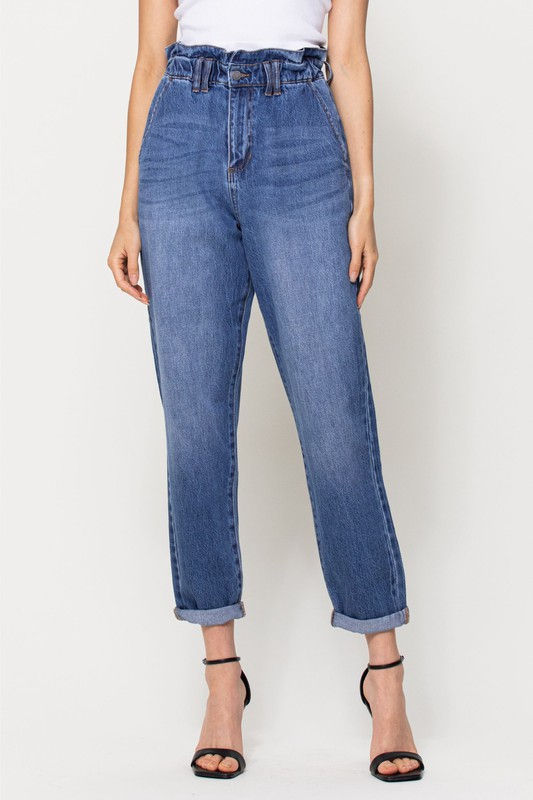Miniatura: High Rise Elastic Waist Jeans