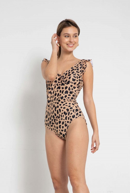 Miniatura: V Neck 1 Piece with Shoulder Ruffle